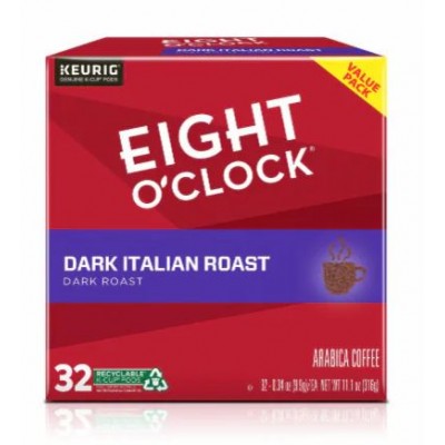 Eight O'Clock K-Cup Pods Dark Italian Roast Arabica Coffee