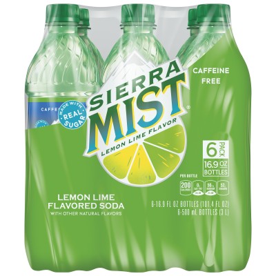 Sierra Mist Lemon Lime Soda - 6 Pack Plastic Bottles