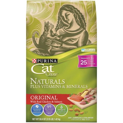 Purina Cat Chow Naturals Dry Cat Food Original Plus Vitamins & Minerals 3.15 lb. Bag
