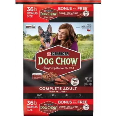 Purina Dog Chow Dry Dog Food Complete Adult with Real Beef 20 lb. Bonus Bag