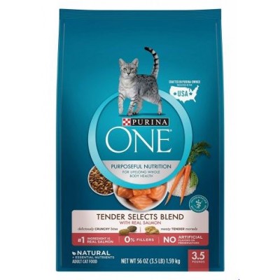 Purina One Dry Cat Food Tender Selects Blend with Real Salmon 3.5 lb. Bag
