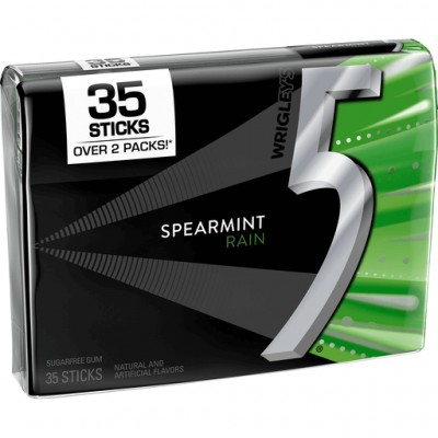 5 Gum Spearmint Rain Sugarfree Gum - 35 Stick Pack