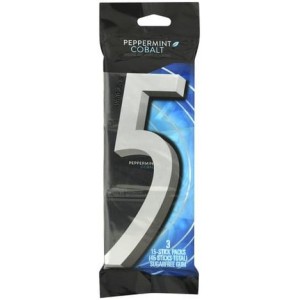 Five Peppermint Cobalt Sugarfree Gum, 3 Packs Total