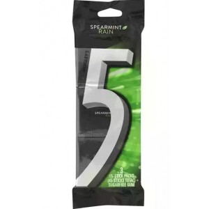 Five Spearmint Rain Sugarfree Gum, 3 Packs Total