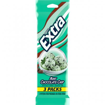 Extra Dessert Delights Mint Chocolate Chip Sugar Free Gum 3 Pack
