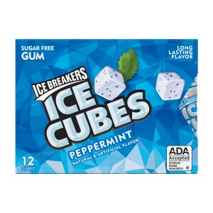 Ice Breakers Ice Cubes Sugar Free Peppermint Gum, 12 Pieces