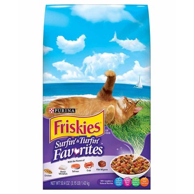 Purina Friskies Surfin & Turfin Dry Cat Food Favorites 3.15 lb. Bag