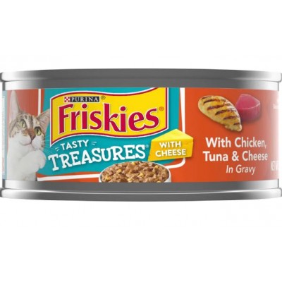 Purina Friskies Tasty Treasures Wet Cat Food With Chicken, Tuna & Cheese in Gravy
