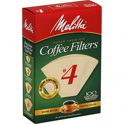Melitta Natural Brown Paper Cone Coffee Filters #4 Size