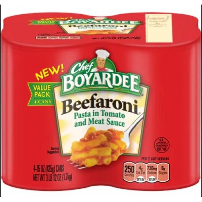 Chef Boyardee Beefaroni Value Pack - 4 Cans 60 oz