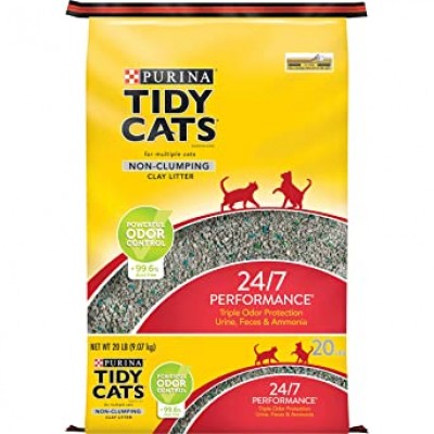 Purina Tidy Cats Non-Clumping Cat Litter 24/7 Performance for Multiple Cats 20 lb. Bag