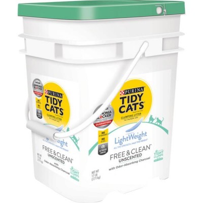Purina Tidy Cats LightWeight Cat Litter Free & Clean with Ammonia Blocker 17 lb. Pail