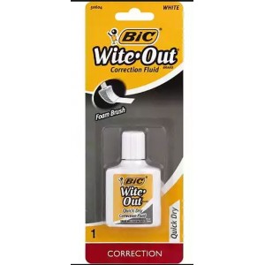 Wite-Out Correction Fluid - With Foam Brush Quick Dry White