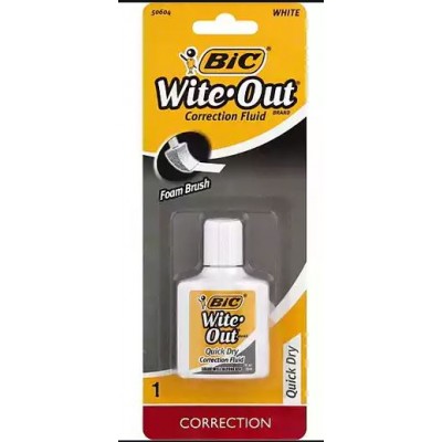 Wite-Out Correction Fluid - With Foam Brush Quick Dry White Wite-Out Correction Fluid - With Foam Brush Quick Dry White