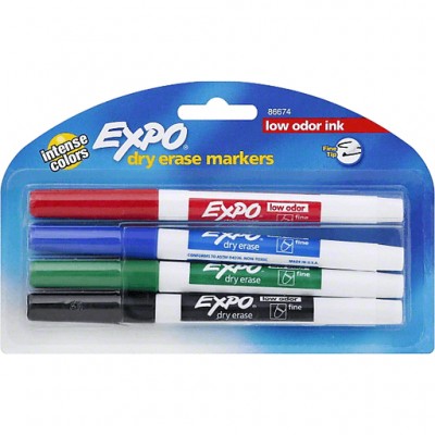 Expo Low Odor Dry Erase Markers Fine Tip Assorted