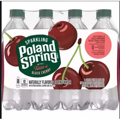 Poland Spring Black Cherry Sparkling Water - 8 Pack