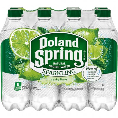 Poland Spring Zesty Lime Sparkling Water - 8 Pack