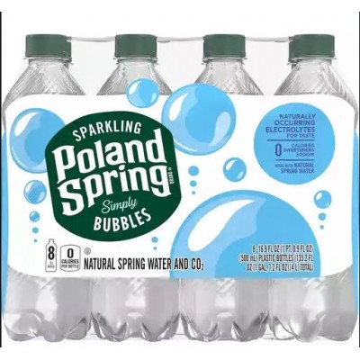 Poland Spring Simply Bubbles Sparkling Water - 8 Pack Bottles