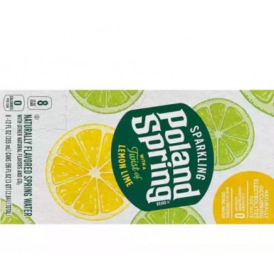 Poland Spring Lemon Lime Sparkling Water - 8 Pack Cans
