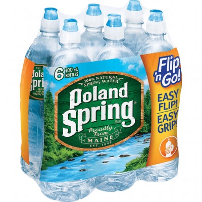Poland Spring Natural Spring Water Sport Bottle with Flip Cap