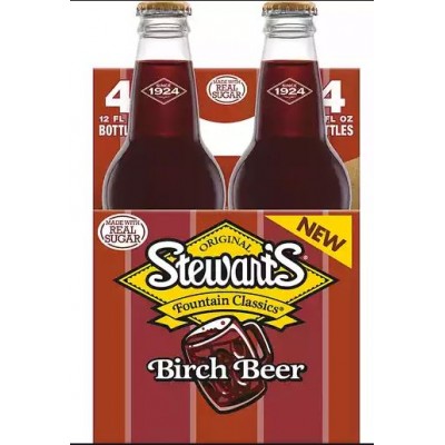 Stewart's Fountain Classics Birch Beer -4 Pack Glass Bottles