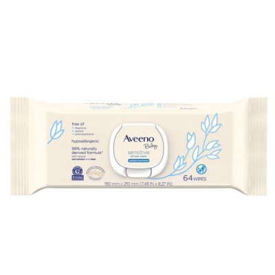 AVEENO BABY Sensitive All Over Wipes, 64 Count With Pop-Top