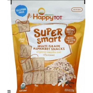 Happy Tot Vanilla Oat Flaxseed Multi-Grain Alphabet Snacks