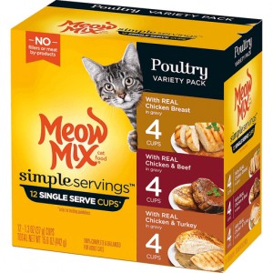 Meow Mix Simple Servings Poultry Variety Pack, 12 ct