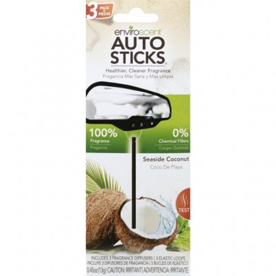 Enviroscent Autosticks Seaside Coconut Air Freshener - 3 Pack