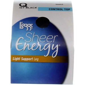 L'eggs Sheer Energy Pantyhose - Size Q - Jet Black