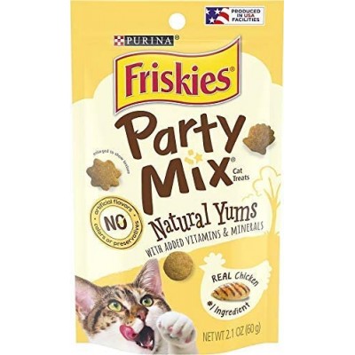 Purina Friskies Party Mix Cat Treats Naturals with Real Chicken 2.1 oz. Pouch